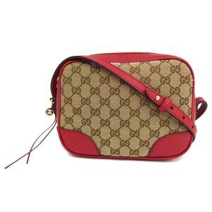 Gucci Bree crossbody bag beige GG canvas red leather trim